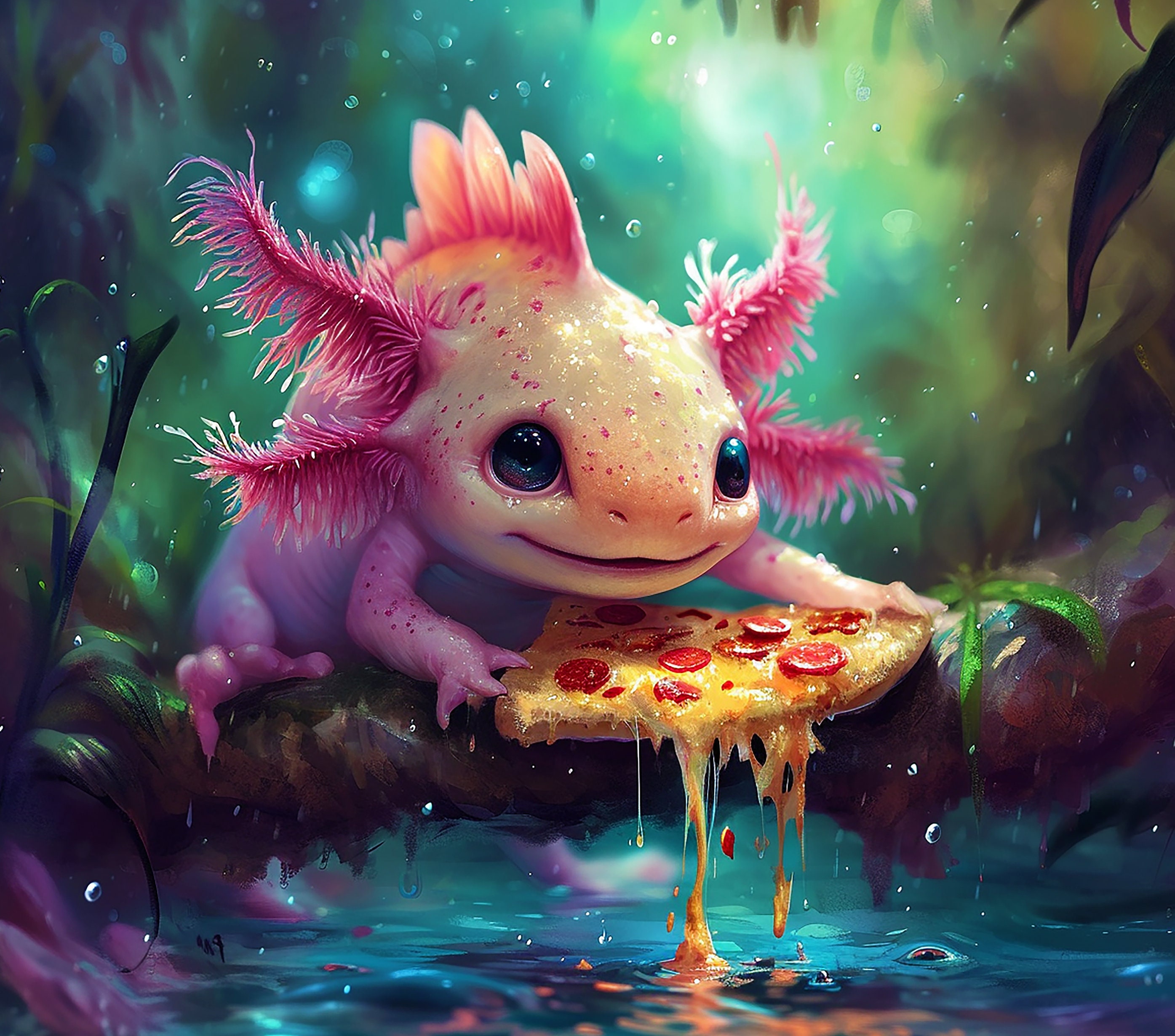Axolotl Eating Pizza Axolotl PNG Kawaii Axolotl Art Gift Decor Print axolotl-eating-pizza-axolotl-png-kawaii-axolotl-art-gift-decor-print