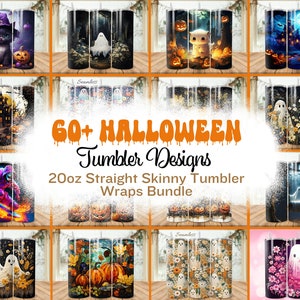 Halloween Tumbler Wrap Bundle, Spooky Fall PNG 20 oz Skinny Tumbler Sublimation Design, Straight Tumbler Wrap Instant Digital Download