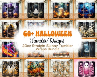 Halloween Tumbler Wrap Bundle, Spooky Fall PNG 20 oz Skinny Tumbler Sublimation Design, Straight Tumbler Wrap Instant Digital Download
