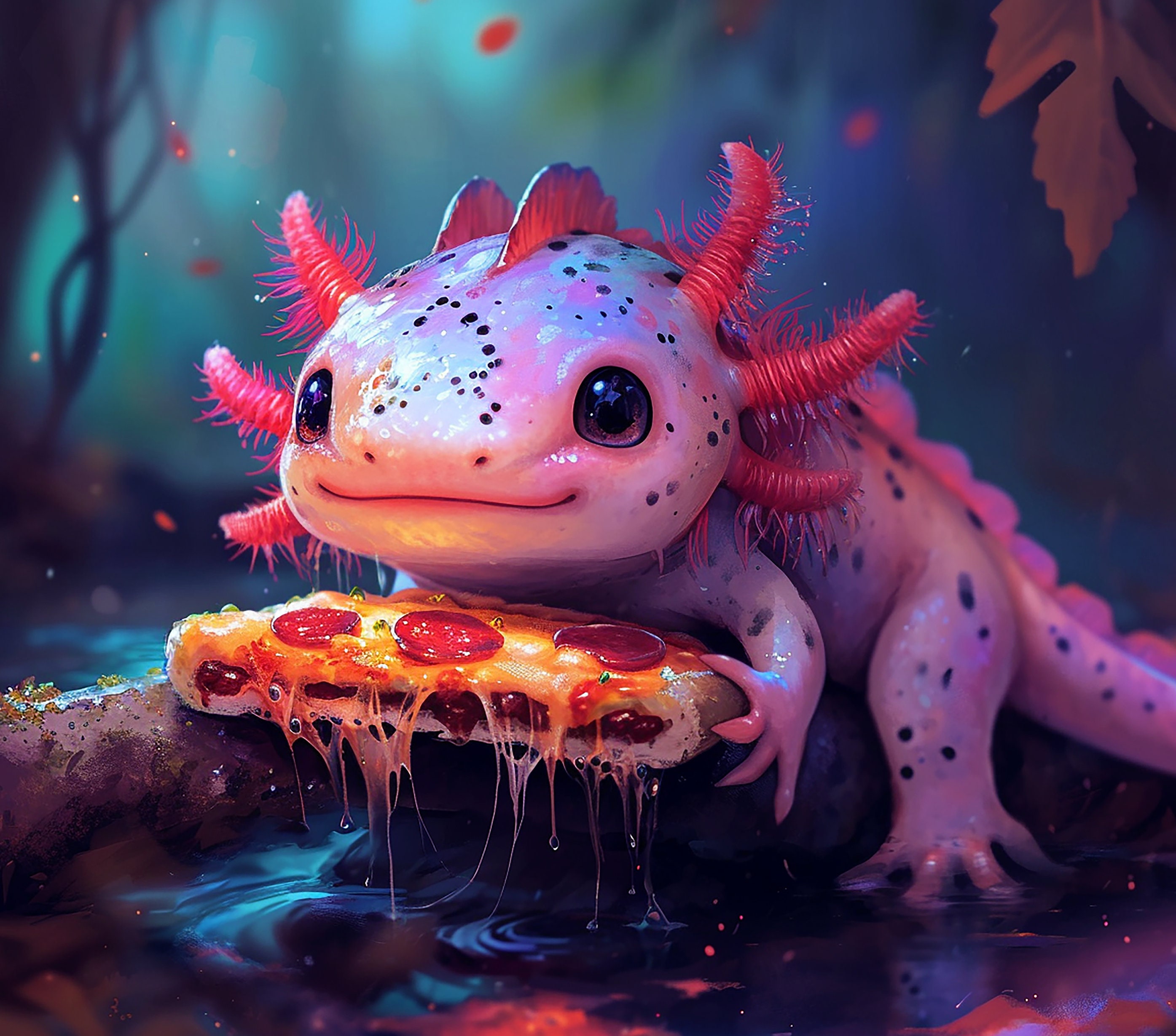Axolotl Eating Pizza Axolotl PNG Kawaii Axolotl Art Gift Decor Print axolotl-eating-pizza-axolotl-png-kawaii-axolotl-art-gift-decor-print