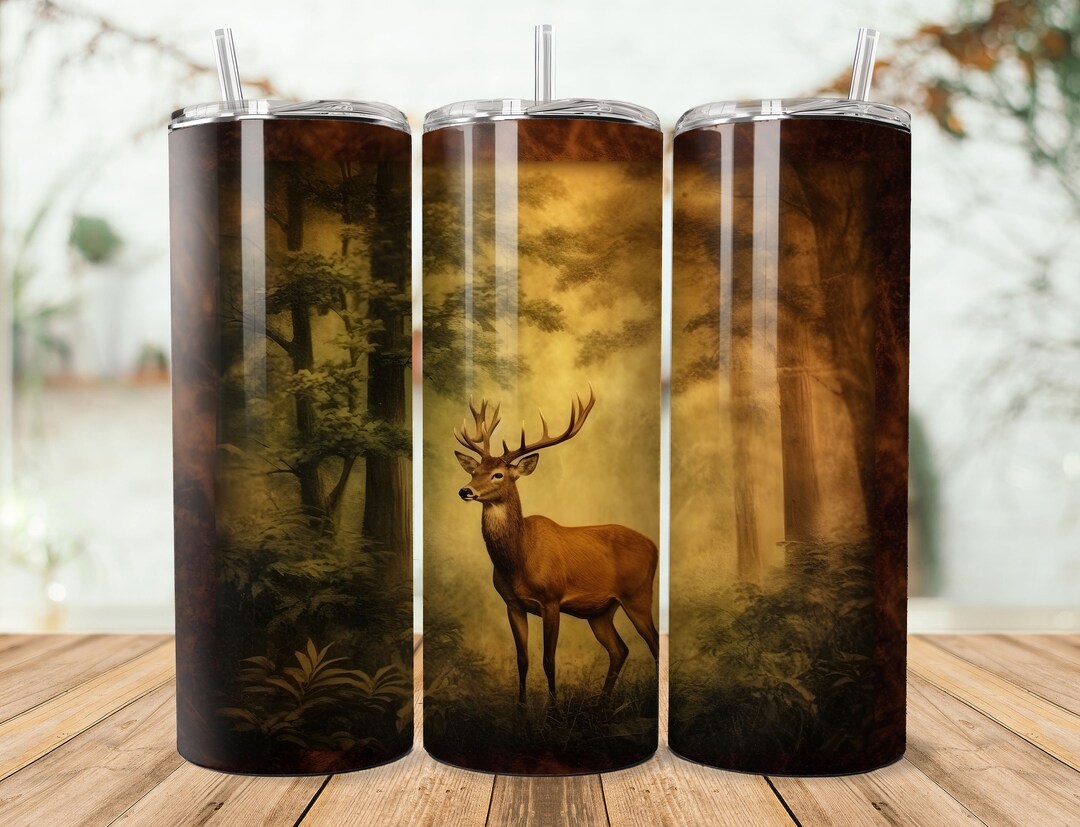 Deer Tumbler Wrap, Forest Minimalist Tumbler Sublimation Design, 20 Oz ...