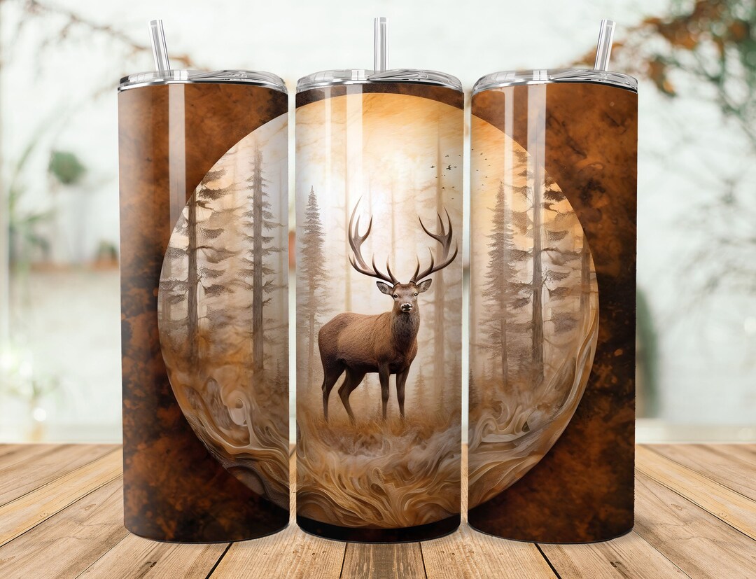 Deer Tumbler Wrap, Forest Minimalist Tumbler Sublimation Design, 20 Oz ...
