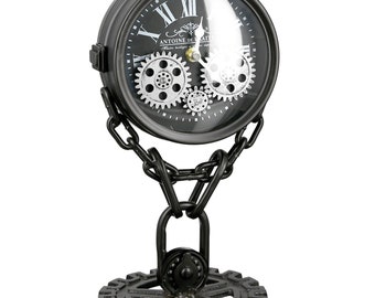 GILDE Uhr Chain - schwarz-silber - H. 33cm x B. 18cm