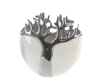 GILDE Vase Tree - silber-weiß - H. 21cm x B. 10cm