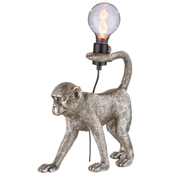 GILDE Lampe Monkey - silber - H. 37cm x B. 39,5cm