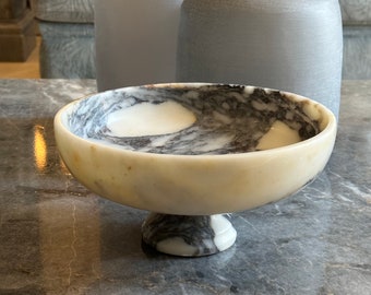 Large Marble Serving Bowl (27cm), Natural Violet Marble, Pedestal Serving Bowl, Curved Bowl, Home Gifts, Gifts For Her