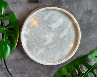 Grey Marble Plate - 10.3 Inch Elegant Charcuterie Plate and Serving Platter - Perfect Home Gift for Her