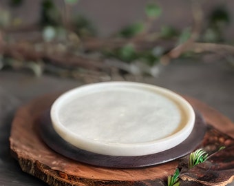 Ushak(Usak) White Marble Plate - 10.3 Inch Elegant Charcuterie Plate and Serving Platter - Perfect Home Gift for Her