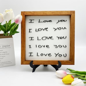 Personalized Handwriting Sign: 3D Laser Cut Wood Frame