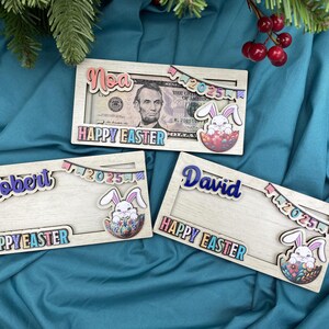 Personalized Easter Money Holder: Bunny Gift, Plywood Coin Purse