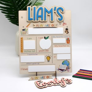 Personalized First & Last Day of School Sign: Oak Plywood, Dry Erase