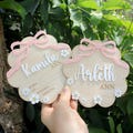 Birth Flower Signs | Pink Bow Coquette Baby Name Signs | Wooden Birth Signs|  Newborn Photo Signs at Hospital| Baby Shower Gifts product logo