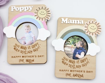Custom Wooden Photo Frame Magnet: Grandparent Gift, Mini Maple Frame