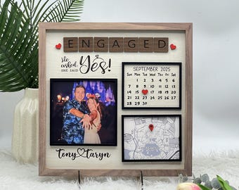 Custom Location Photo Frame | Personalized Map, Engagement Gift