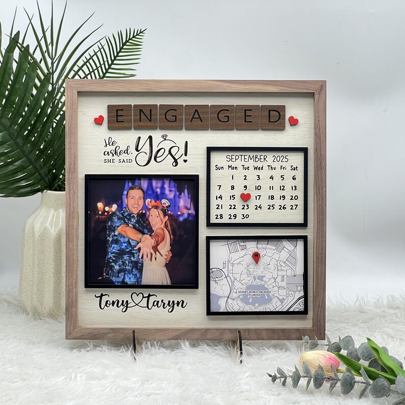 Custom Location Photo Frame | Personalized Map, Engagement Gift - Etsy