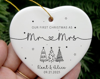 Personalized Mr & Mrs First Christmas Ornament: Newlywed Keepsake