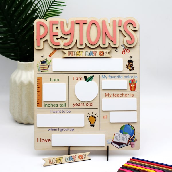Personalized First & Last Day of School Board: Oak Plywood, Dry Erase