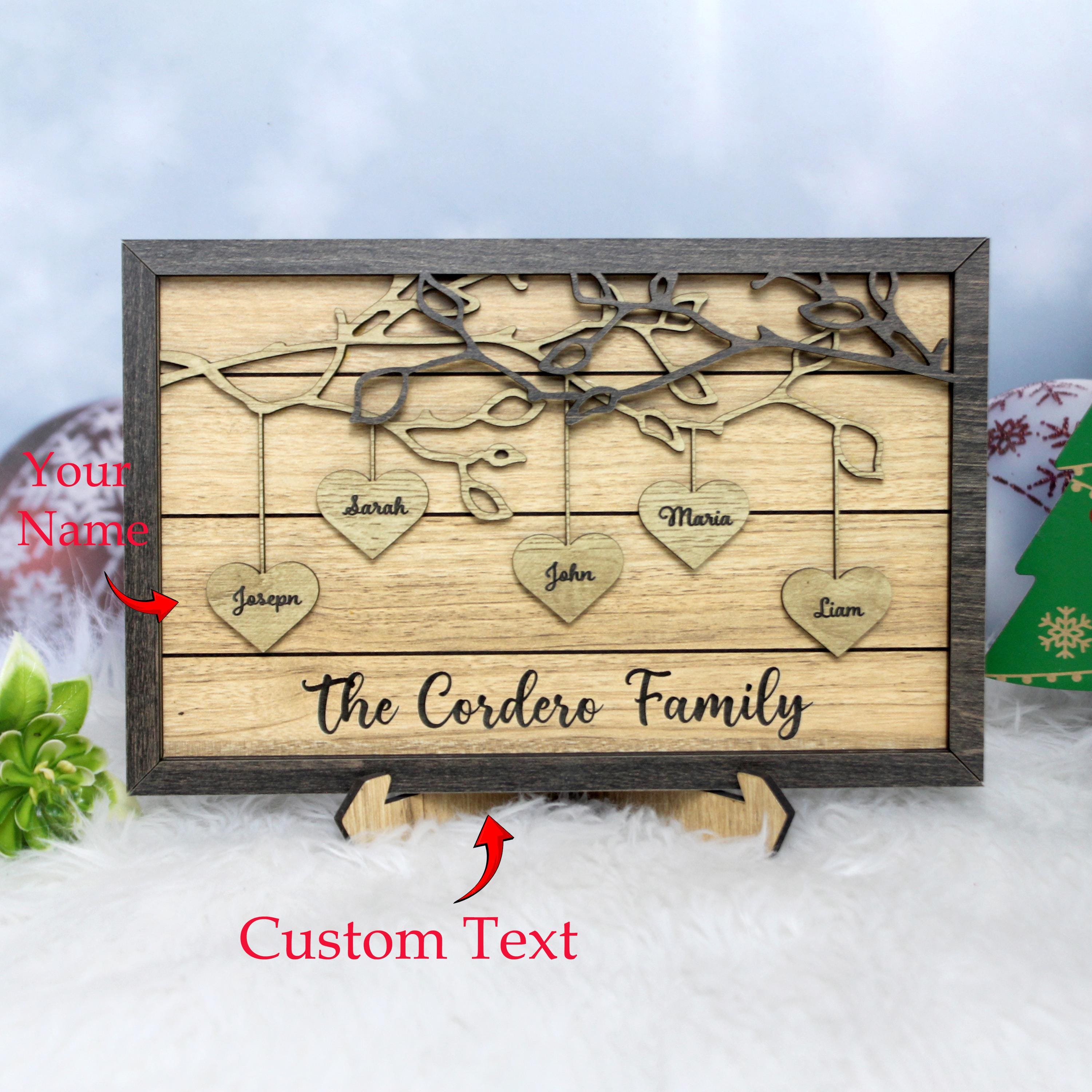 Rustic Family Tree Sign Personalized Wooden Family Tree Sign, Rustic Engraved Heart Ornament - Etsy