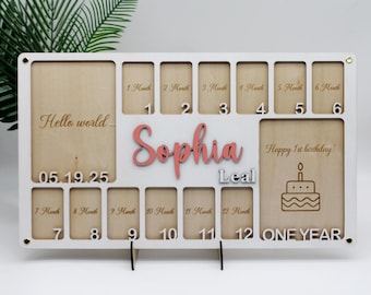 Personalized Baby First Year Photo Frame: Newborn to 12 Months
