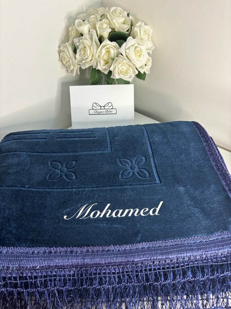 Tapis de prière personnalisé avec emballage épais et doux en velours cadeau aïd/Eïd/ramadan pour musulman femme et homme image 8