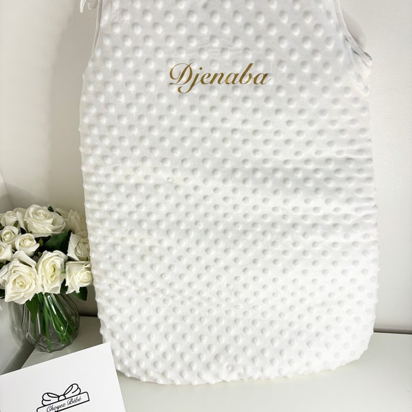 Gigoteuse bébé personnalisée | couverture en minky et coton toute douche avec fermeture éclaire pour un merveilleux cadeau de naissance !