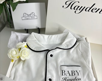 Coffret pyjama personnalisé bébé original | cadeau de naissance unique | pyjama en coton avec | Coffret Classy Baby | orignalité