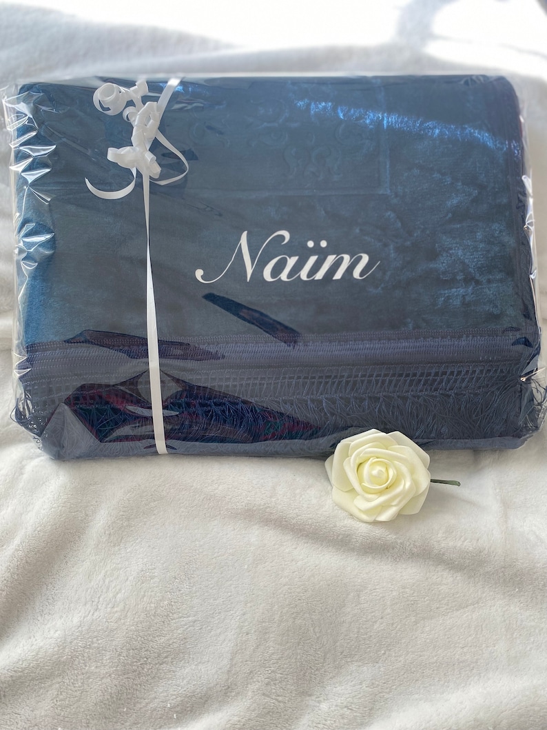 Tapis de prière personnalisé avec emballage épais et doux en velours cadeau aïd/Eïd/ramadan pour musulman femme et homme image 7