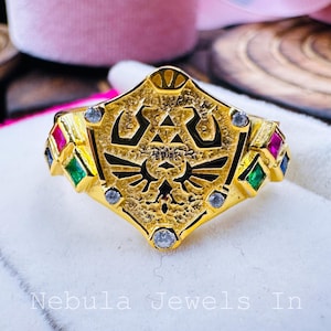 Zelda inspirierte Ring: Zora Saphir, Kokiri Smaragd, Goron Rubin - Cosplay Schmuck