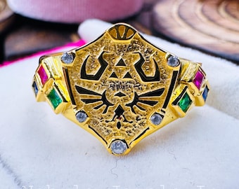 Bague inspirée de Zelda : Zora Sapphire, Kokiri Emerald, Goron Ruby - Bijoux Cosplay