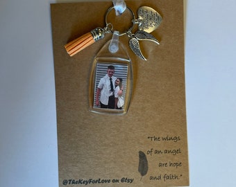 Personalised Photo Bereavement Angel Keyring