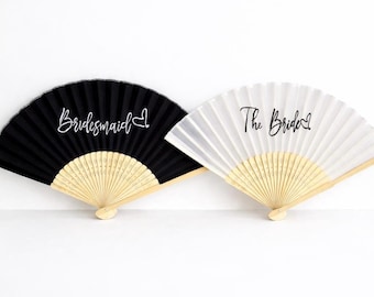 Braut & Brautjungfer Handfächer Schwarz-Weiß- Henne Do Party Vorschlag Box Geschenk