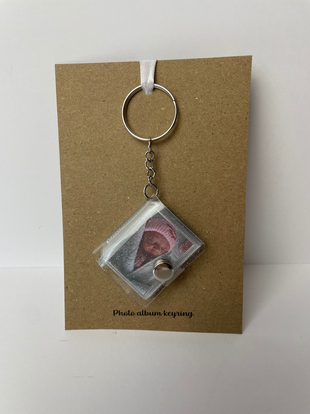 Mini Photo Album Keyring Silver Chain Personalised Custom Photo Book up ...