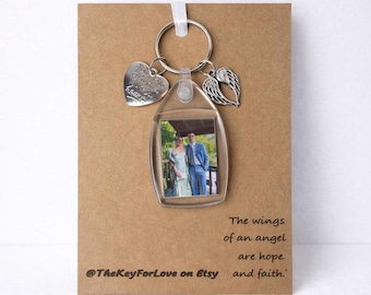 Personalisierte Foto Individuelle Trauer Engel verloren geliebten Charme Schlüsselanhänger