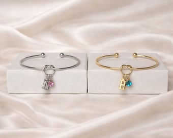 Geburtsstein ursprüngliche binden den Knoten Armreif verstellbar Armband personalisierte Geschenk Sterling Silber