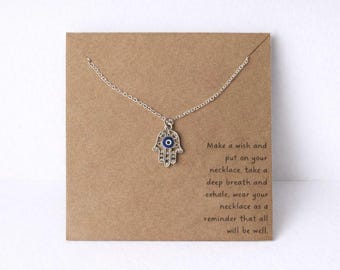 Hamsa Hand bösen Blick Halskette Silber Schutz türkischen Auge