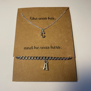 Conjunto de joyas personalizadas con iniciales a juego para él y para ella, aniversario, San Valentín personalizado