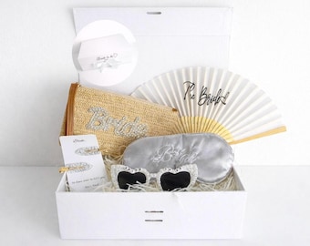 Braut korb box weiß fan hen do geschenk augen maske beach mask beach bag brille personalisierte brautsjungfer