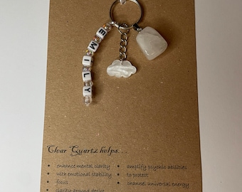 Porte-clés prénom personnalisé en quartz transparent