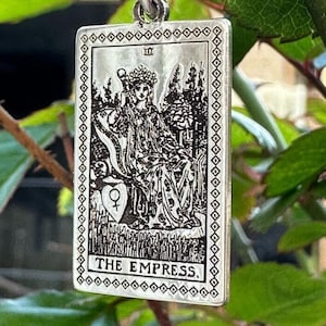 Handmade Silver Empress Tarot Card Necklace, 925 Sterling Silver, Astrology Necklace, Spiritual Jewelry, Major Tarot Card, Gift For Her