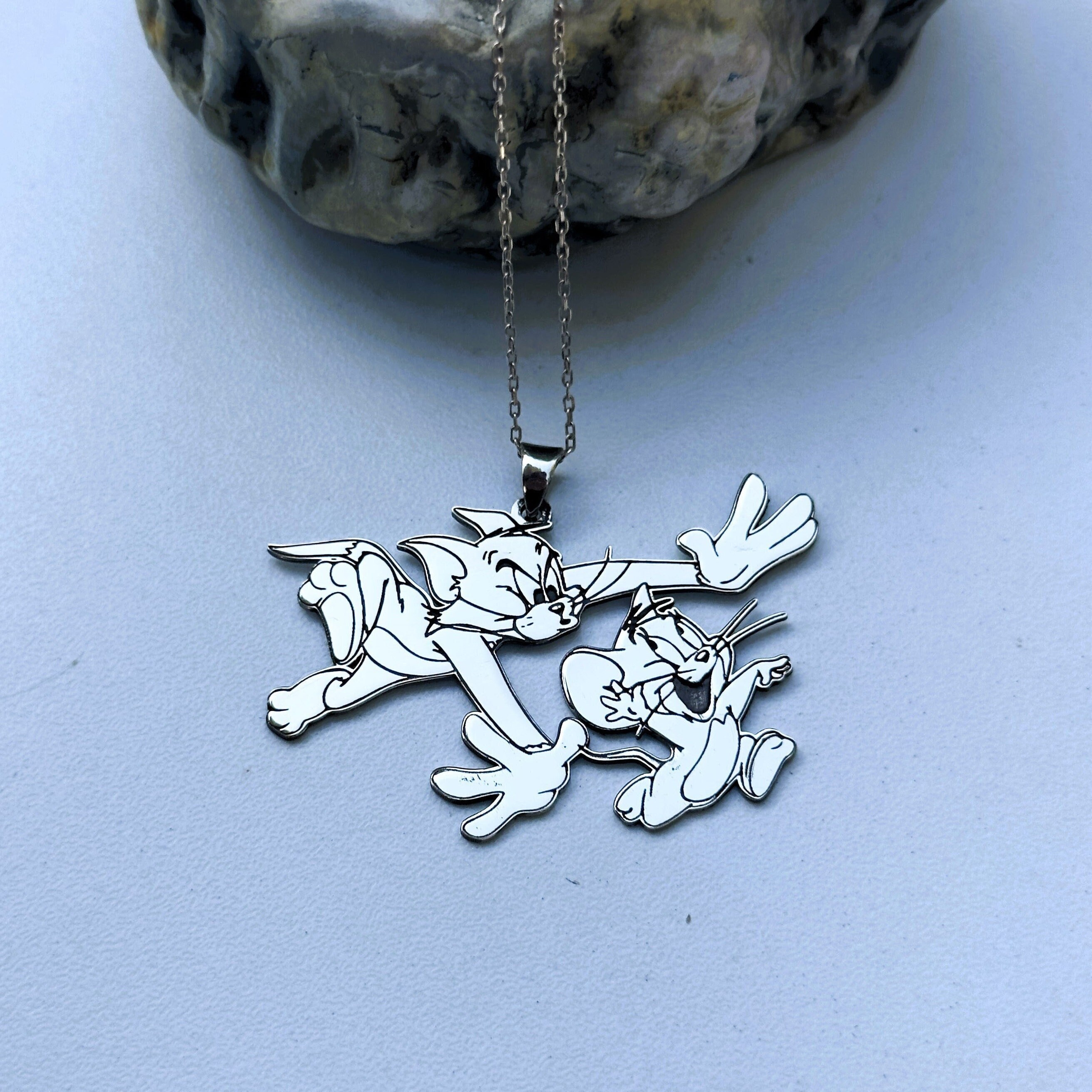 handmade-silver-tom-and-jerry-necklace-cartoon-pendant-cat-tom-and