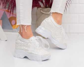 Wedding Shoes, ,Platform Shoes, Bridal Shoes,  Women's Wedding Shoes, Bridal Sneakers, Glitter Shoes, Bridal,Lace Shoes,