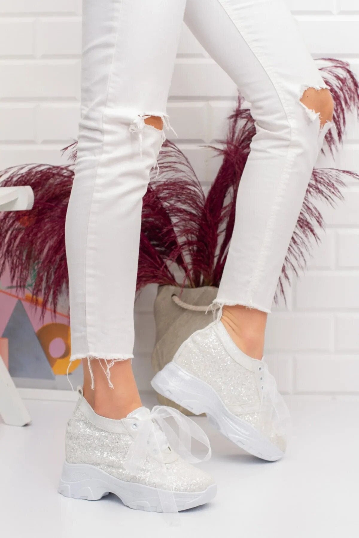 Platform glitter shop trainers