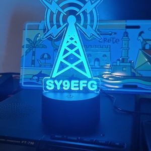 Customizable LED Ham Radio Antenna with QRZ Sign - Personalized Gift for HAM Radio Enthusiasts