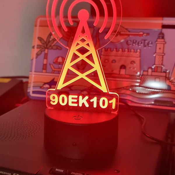 Ham Radio Antenne mit QRZ rgb LED Schild Personalisiert