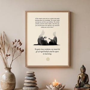 The Empty Cup Zen Quote Printable, Buddhist Wall Art, Beginner's Mind Print, Meditation Room Decor, Mindfulness Poster, Digital Download