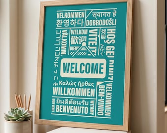 Welcome in Different Languages Printable | Multilingual Classroom Decor | ESL Teacher Poster | Reception Desk Sign | Digital Download