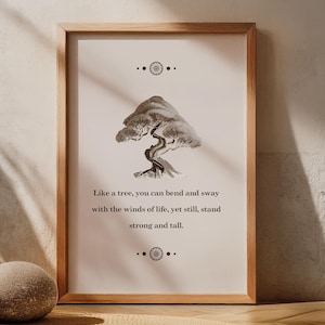 Zen-Zitate wie ein Baum Wandkunst, Achtsamkeit Kunst, buddhistische Zitate Mitgefühl Zitate, Meditation Poster, sofortiger digitaler Download