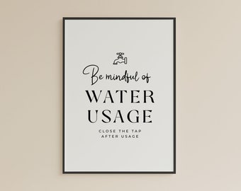 Bathroom Water Conservation Quote Art: Minimalist Print (Digital Download)