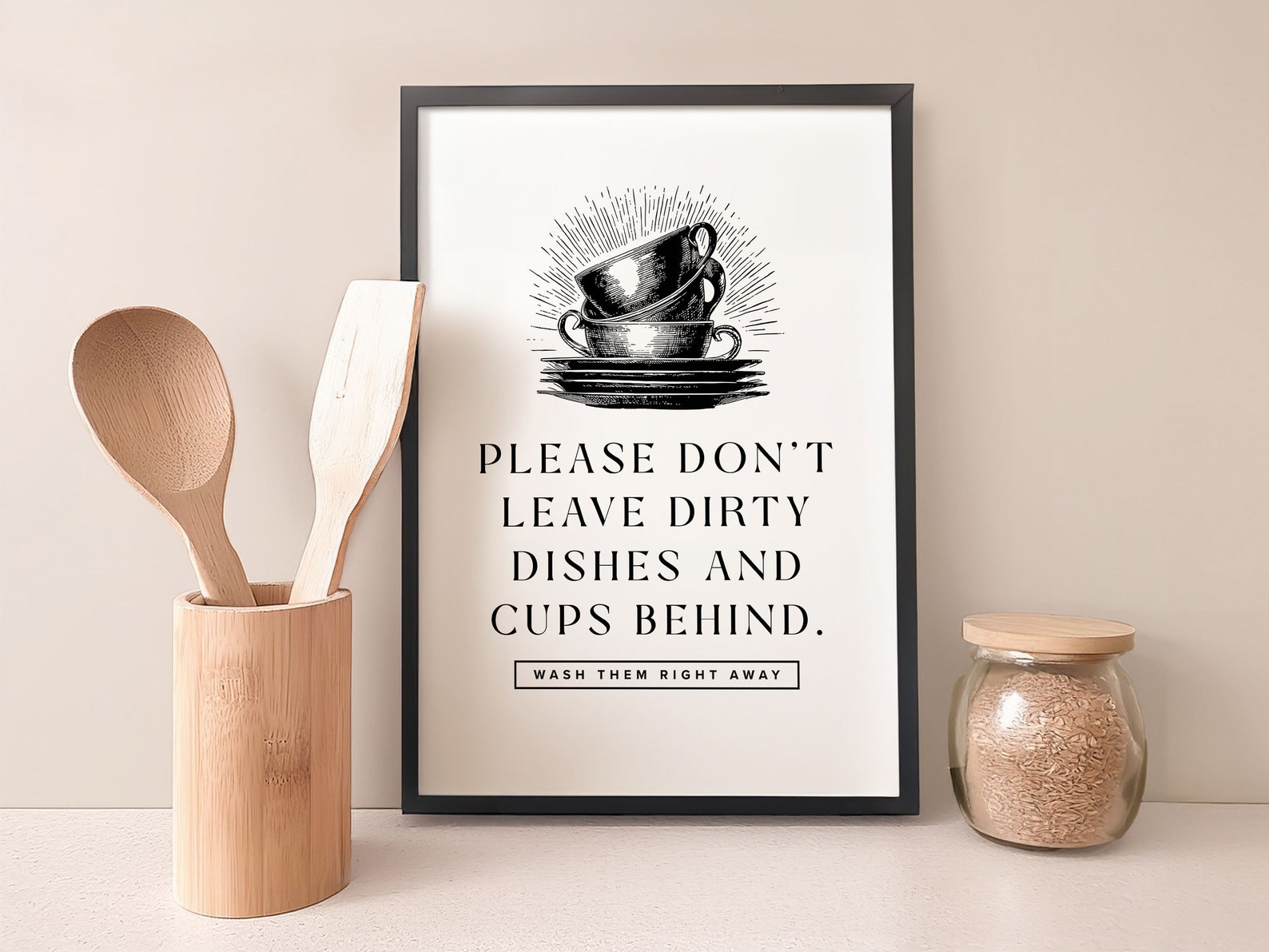 Clean up Kitchen Sign: Wash Dishes Reminder (instant Digital Download ...