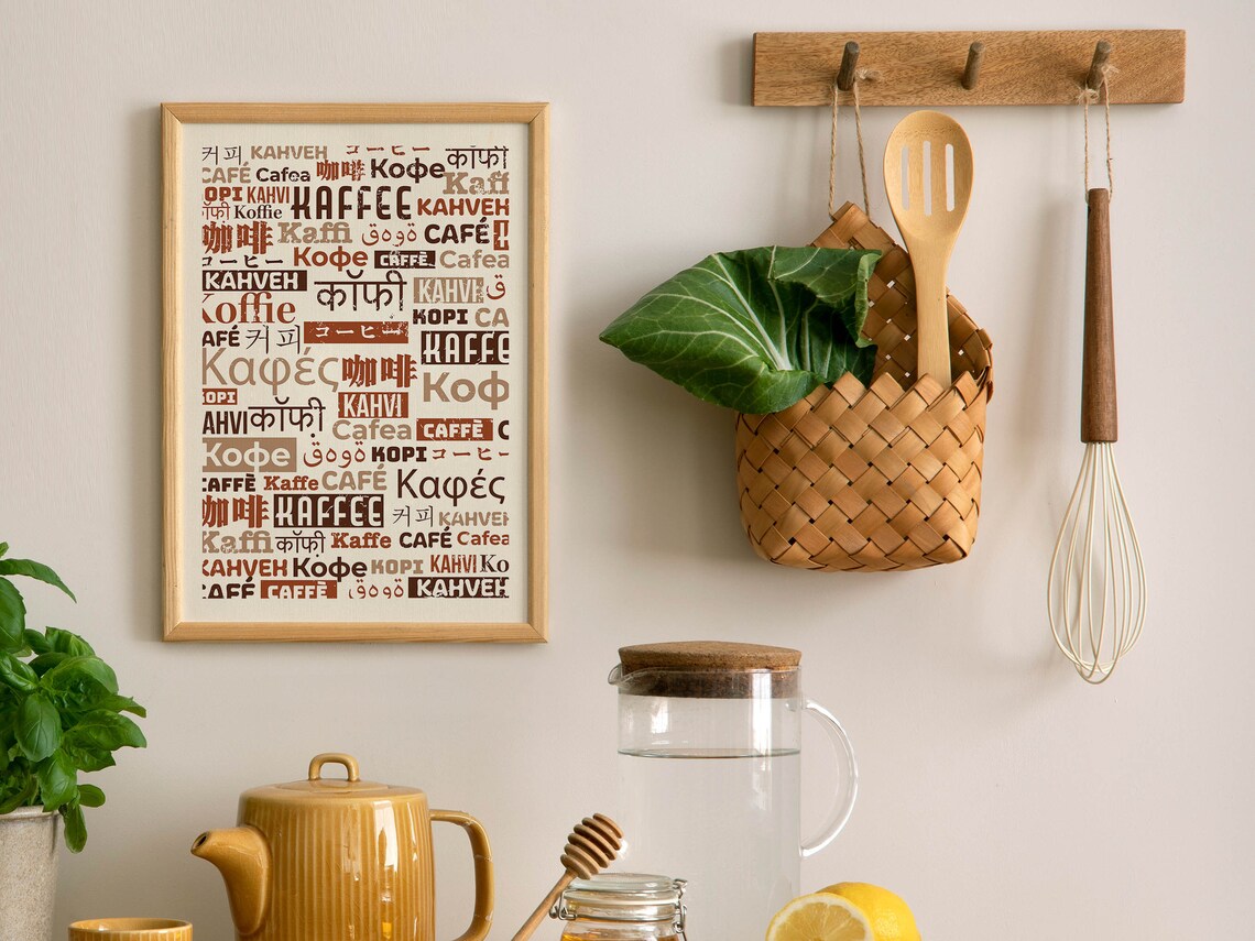 Coffee in Different Languages Poster Gallery Wall Living Etsy